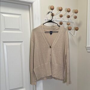 GAP - Linen Blend Baggy Button Down Cardigan - Cream - M